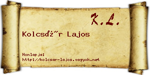 Kolcsár Lajos névjegykártya